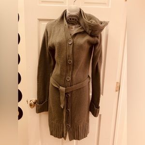 grey hooded knit sweater dress